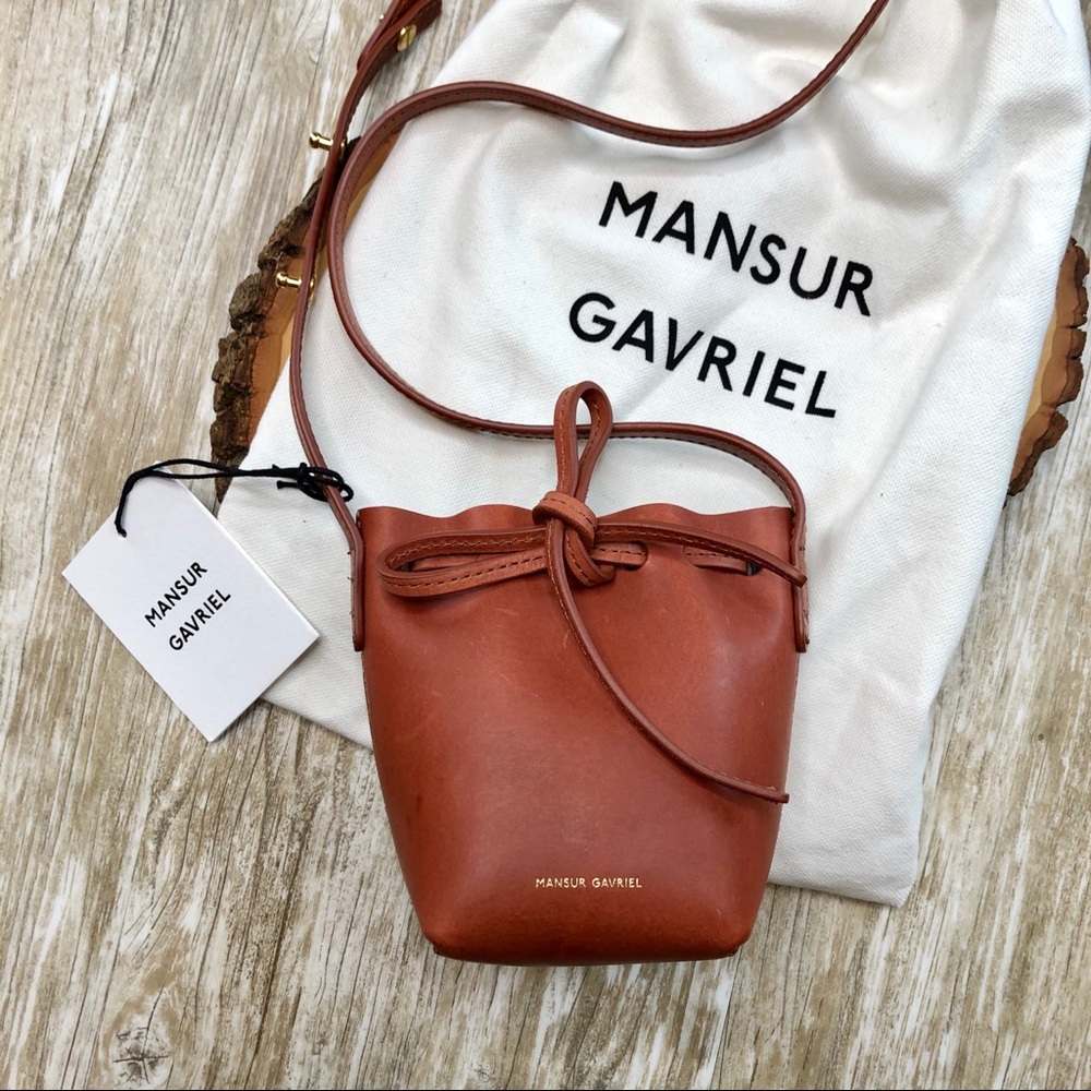 NWT MANSUR GAVRIEL Baby Bucket Bag Brandy Leather - Picture 1 of 15
